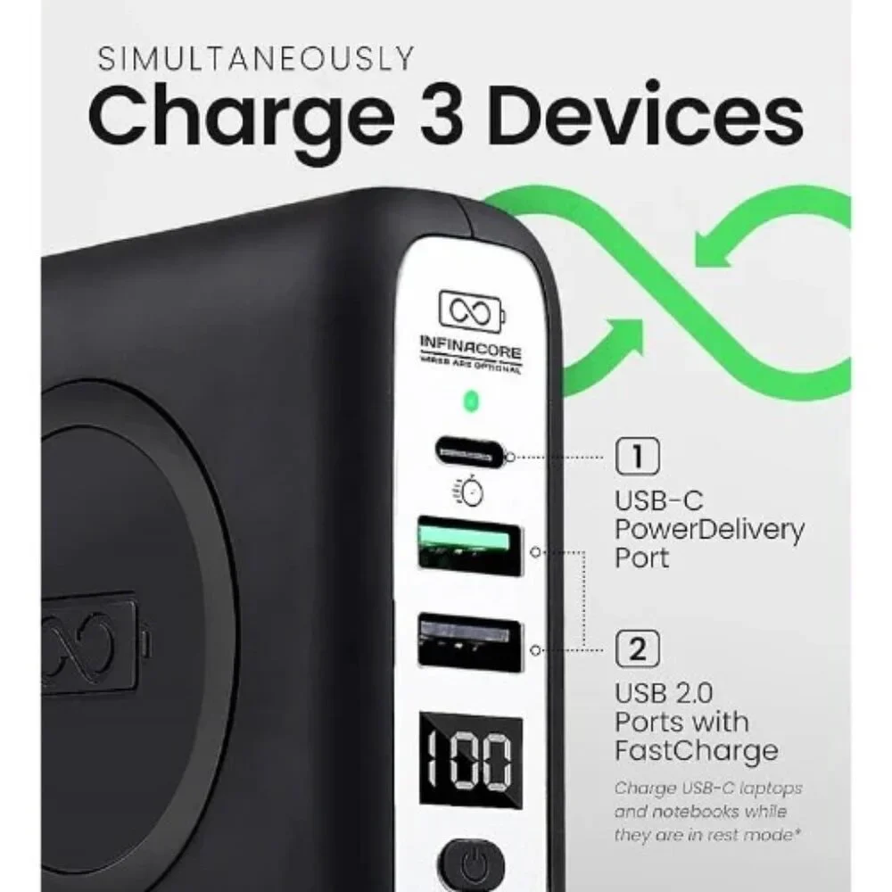 InfinaCore P3 Wireless Travel Portable Charger Bank